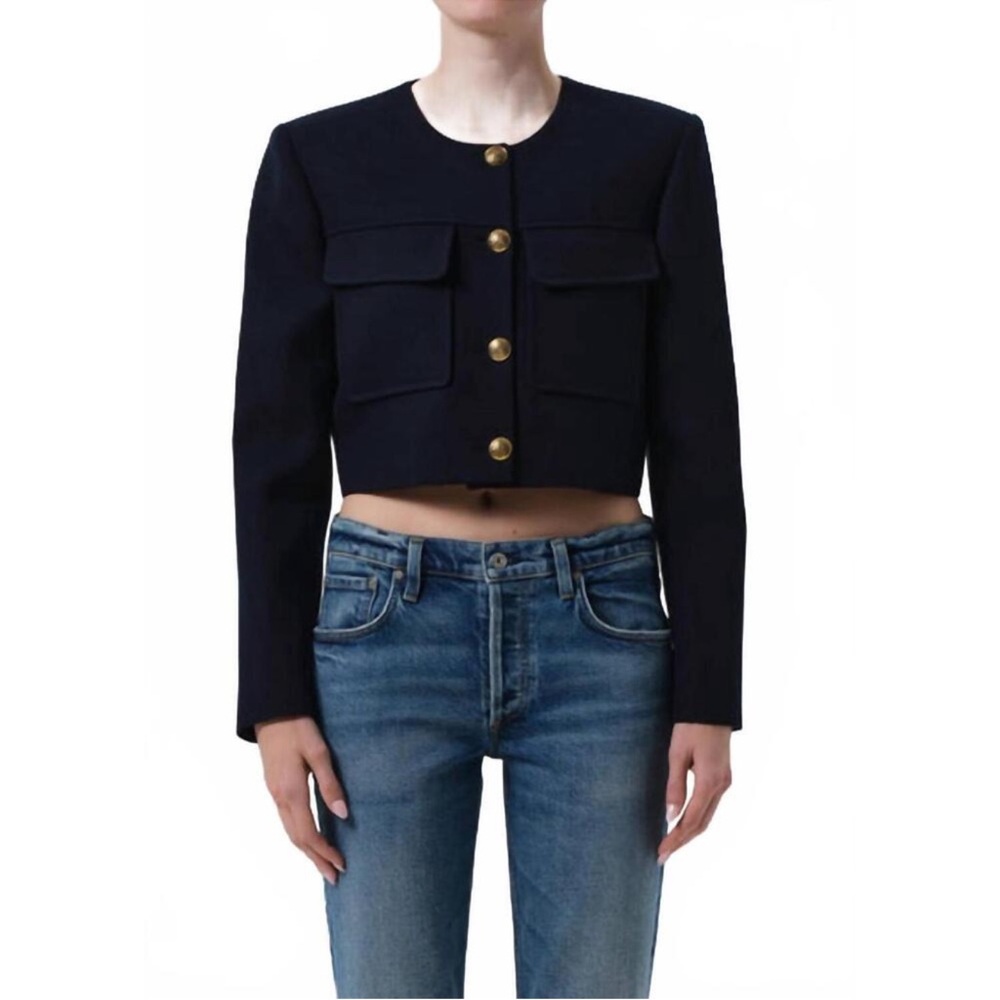 Citizens Of Humanity Navy Sophia Cropped Jacket NWT - Picture 2 of 4